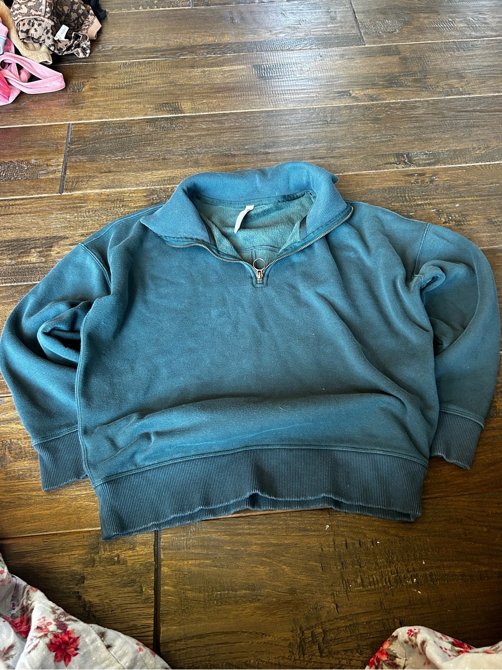 Athleta Teal Quarter-Zip Sweatshirt